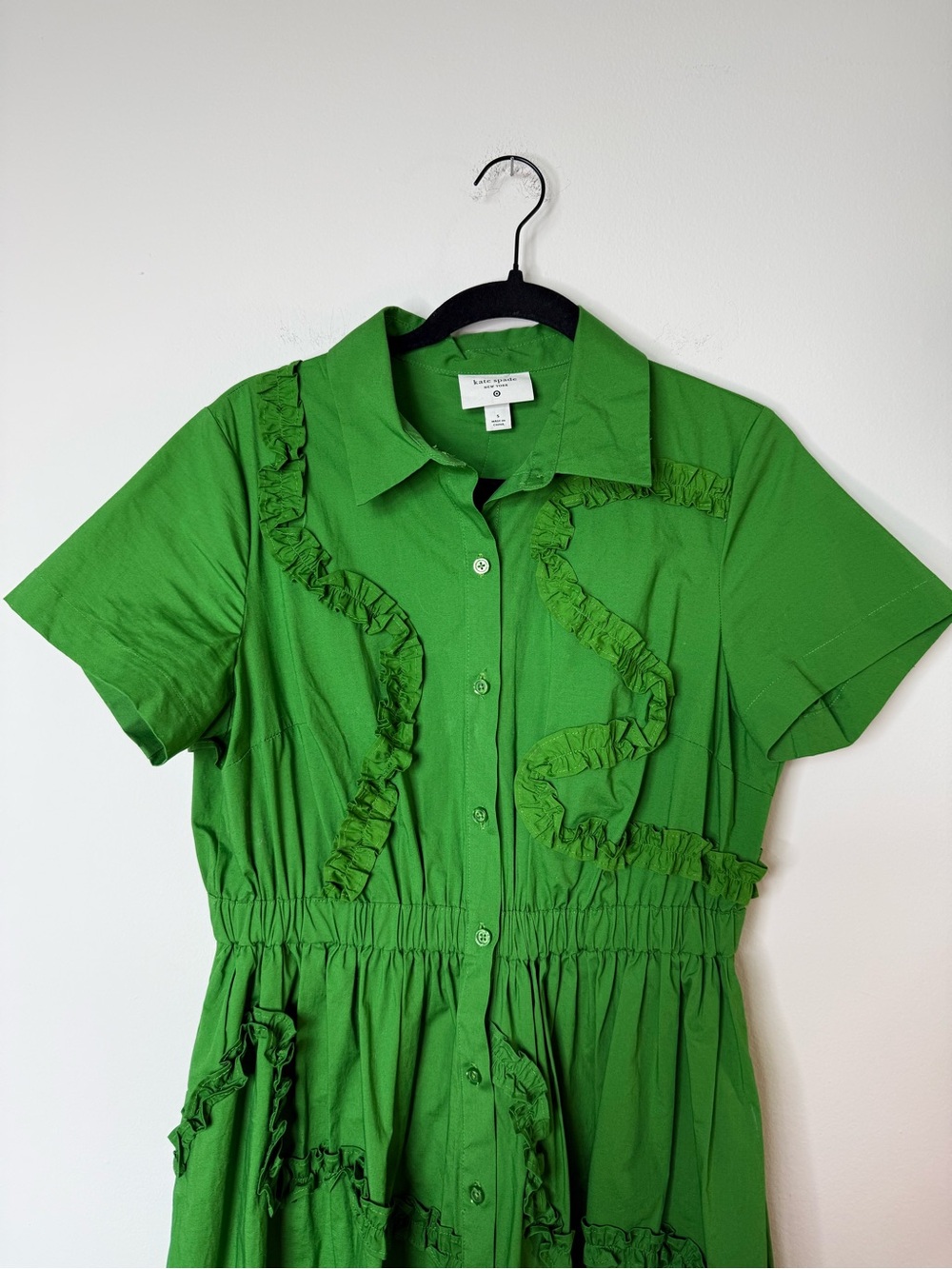 Kate Spade x Target Midi Green Ruffle Shirt Dress - Picture 5 of 7